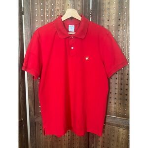 Brooks Brothers Red Polo Shirt Mens XL 16/18 Slim Fit Cotton Yellow Logo